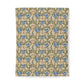 Floral patterned cotton duvet cover with blue flowers on a beige background