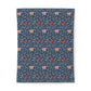 Floral patterned cotton duvet cover with red and pink flowers on a blue background