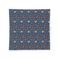 Floral patterned cotton fabric duvet cover on a blue background