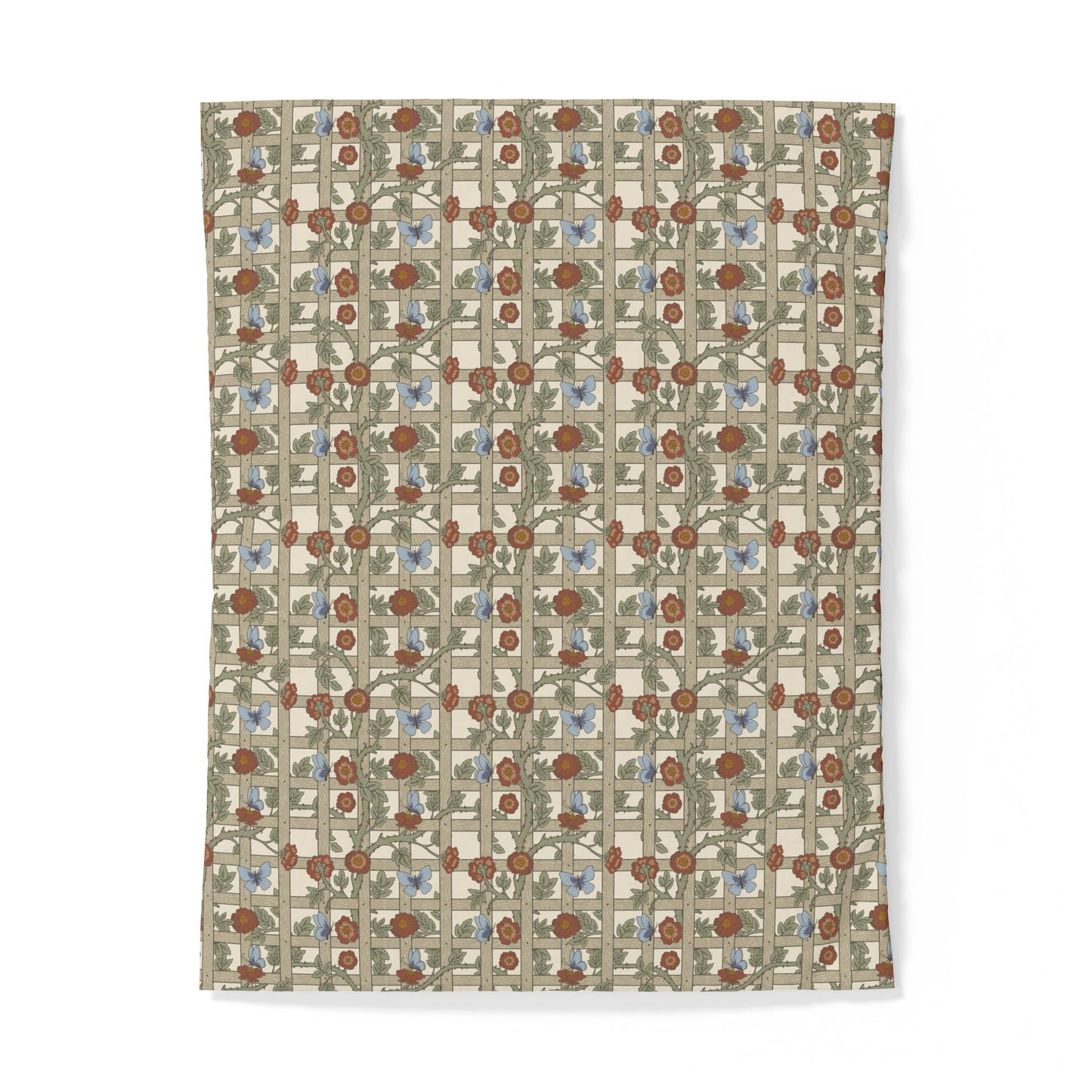 Patterned cotton duvet cover with floral design on a white background