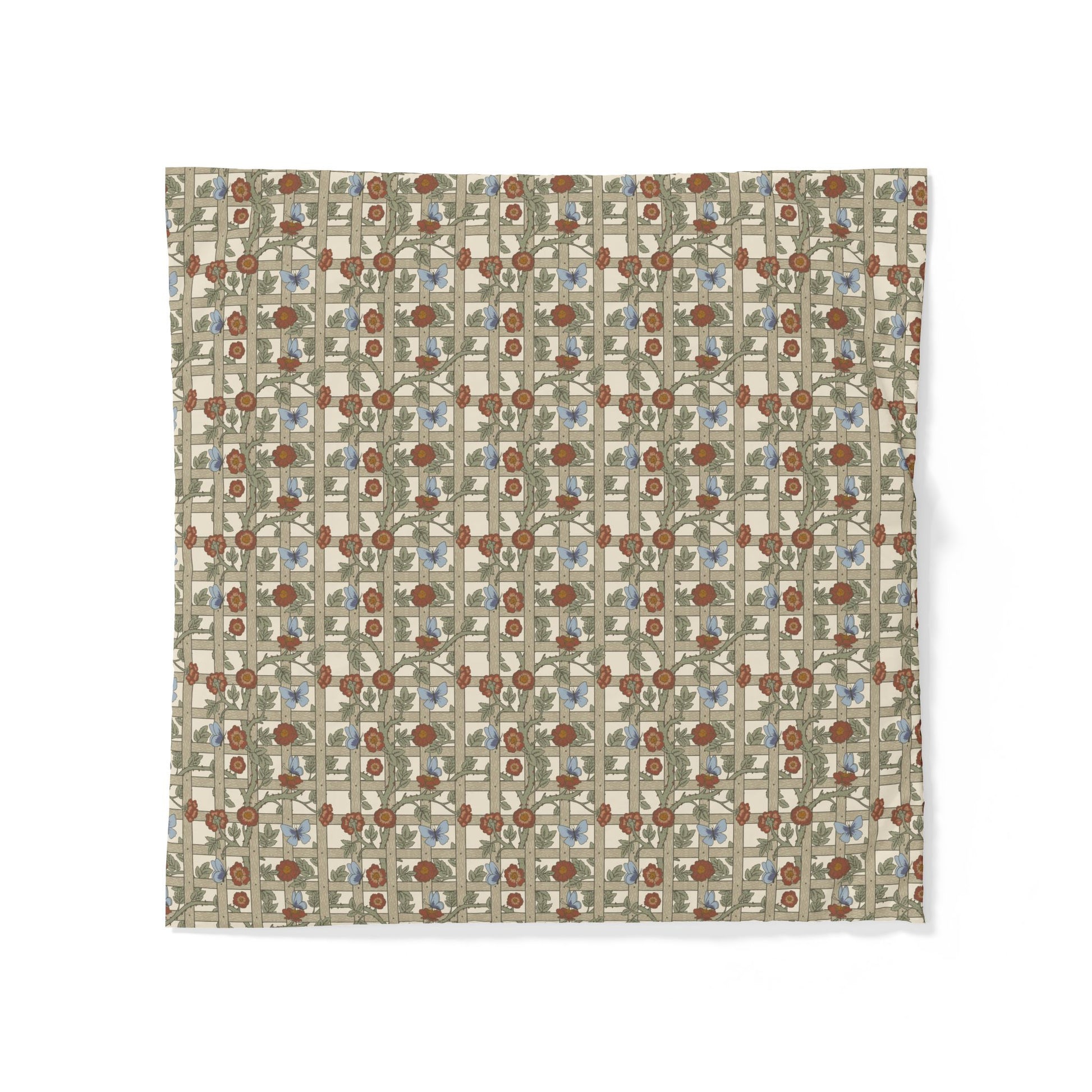 Patterned cotton fabric duvet cover with geometric design on a white background