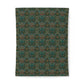 Patterned cotton fabric duvet cover with a green and brown design on a white background