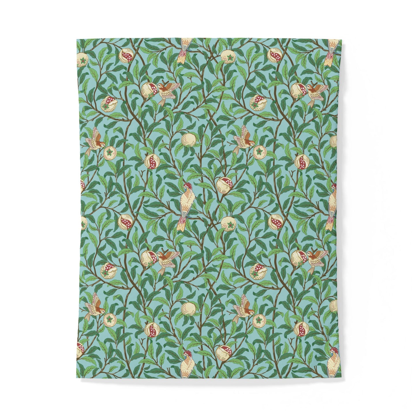 Floral and bird patterned paper with a green background