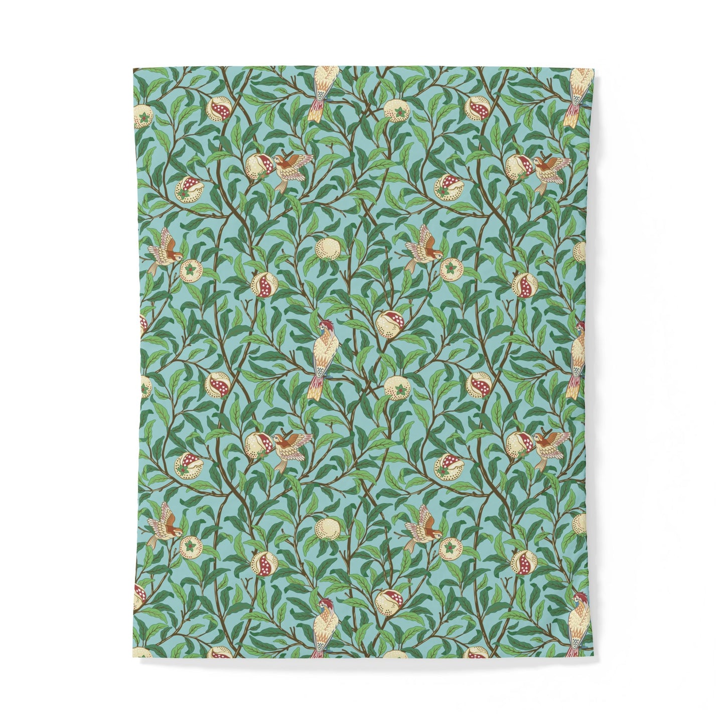 Floral patterned cotton duvet cover with green background