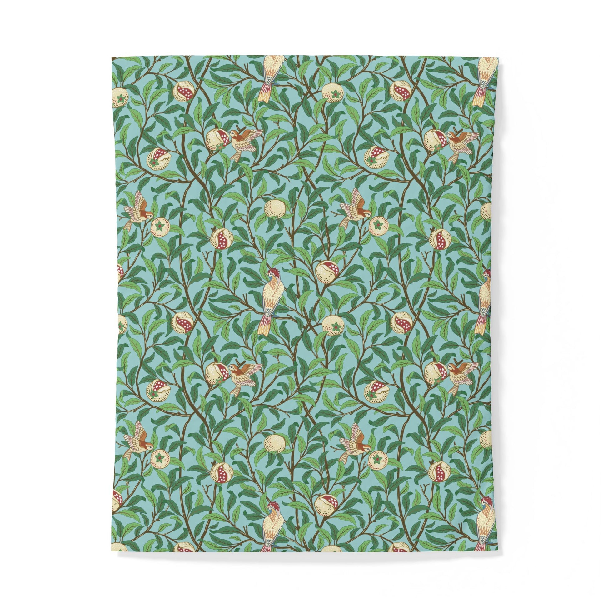 Floral patterned cotton duvet cover with green background