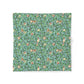 Patterned cotton duvet cover with floral and bird design on a blue background