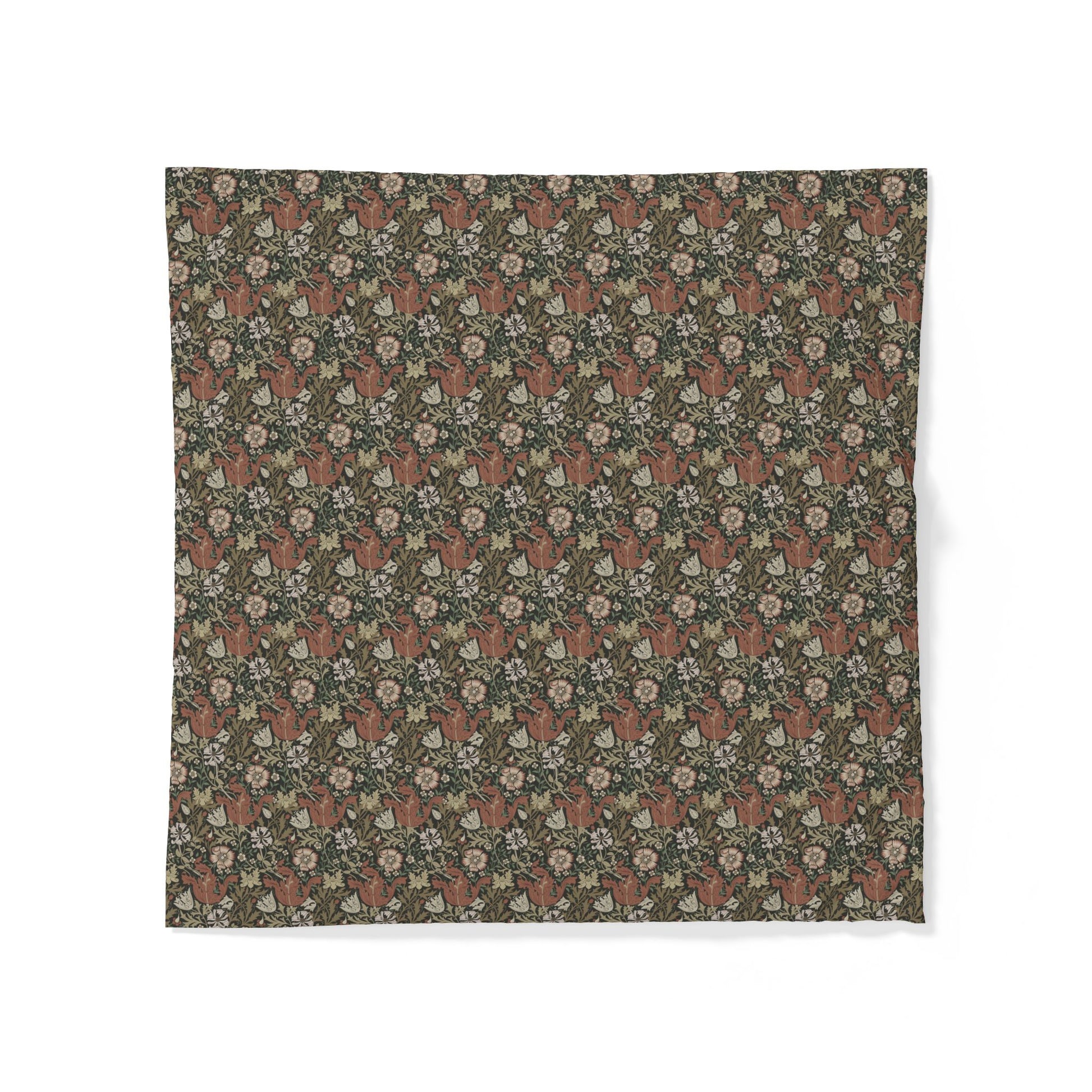 Floral patterned cotton duvet cover on a white background