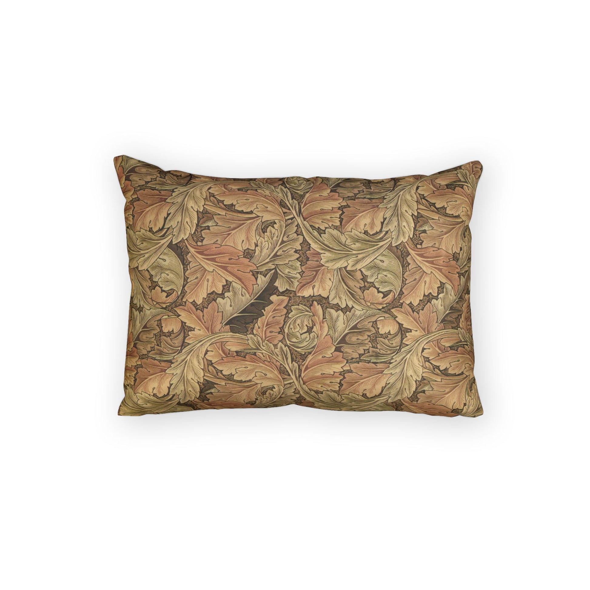 Decorative pillow with leaf pattern on a white background