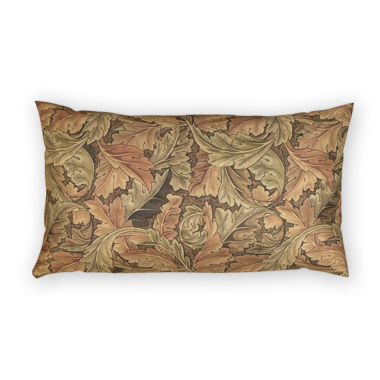Decorative pillow with leaf pattern on a white background