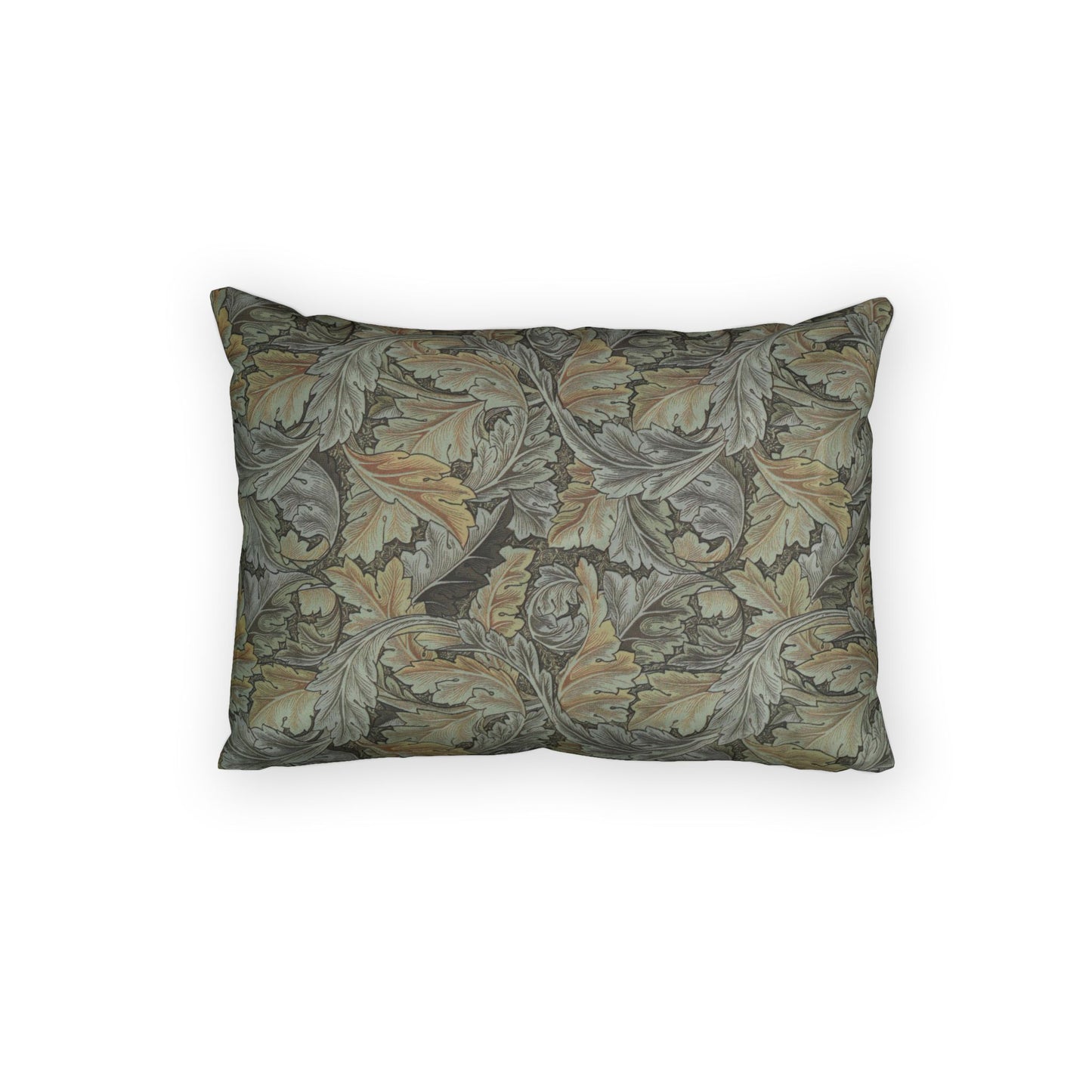Decorative pillow with leaf pattern on a white background