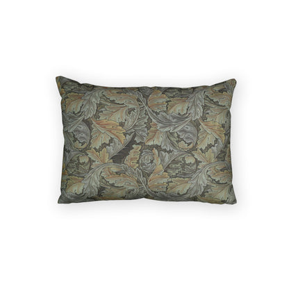 Decorative pillow with leaf pattern on a white background