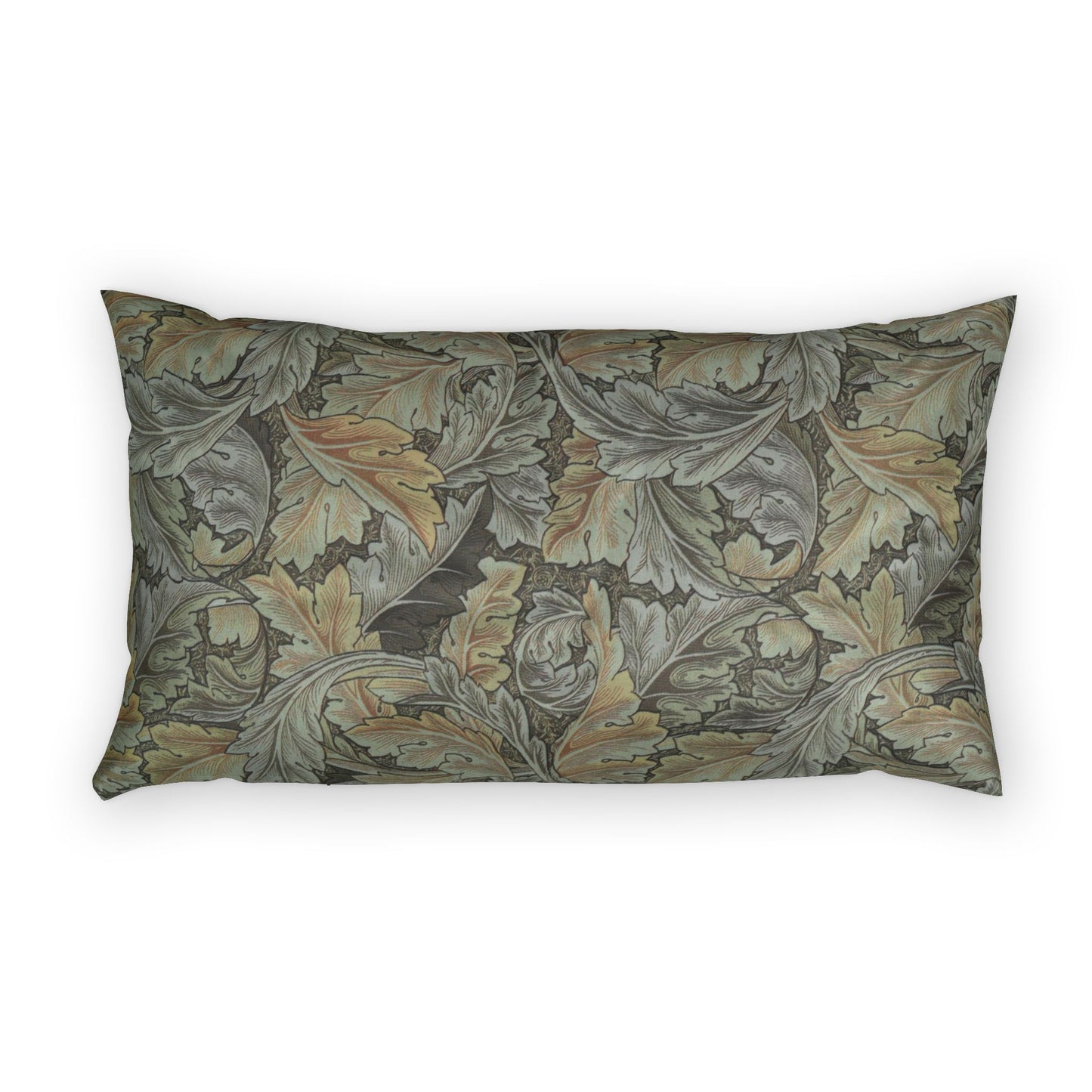 Decorative pillow with leaf pattern on a white background