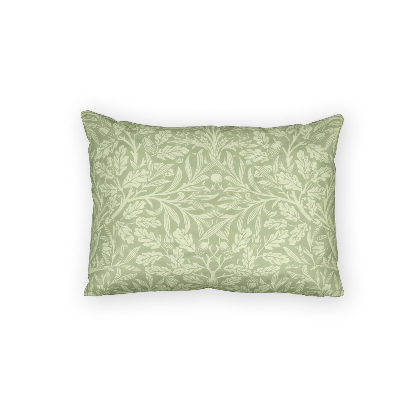 Green patterned pillow on a white background