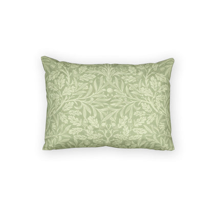Green patterned pillow on a white background