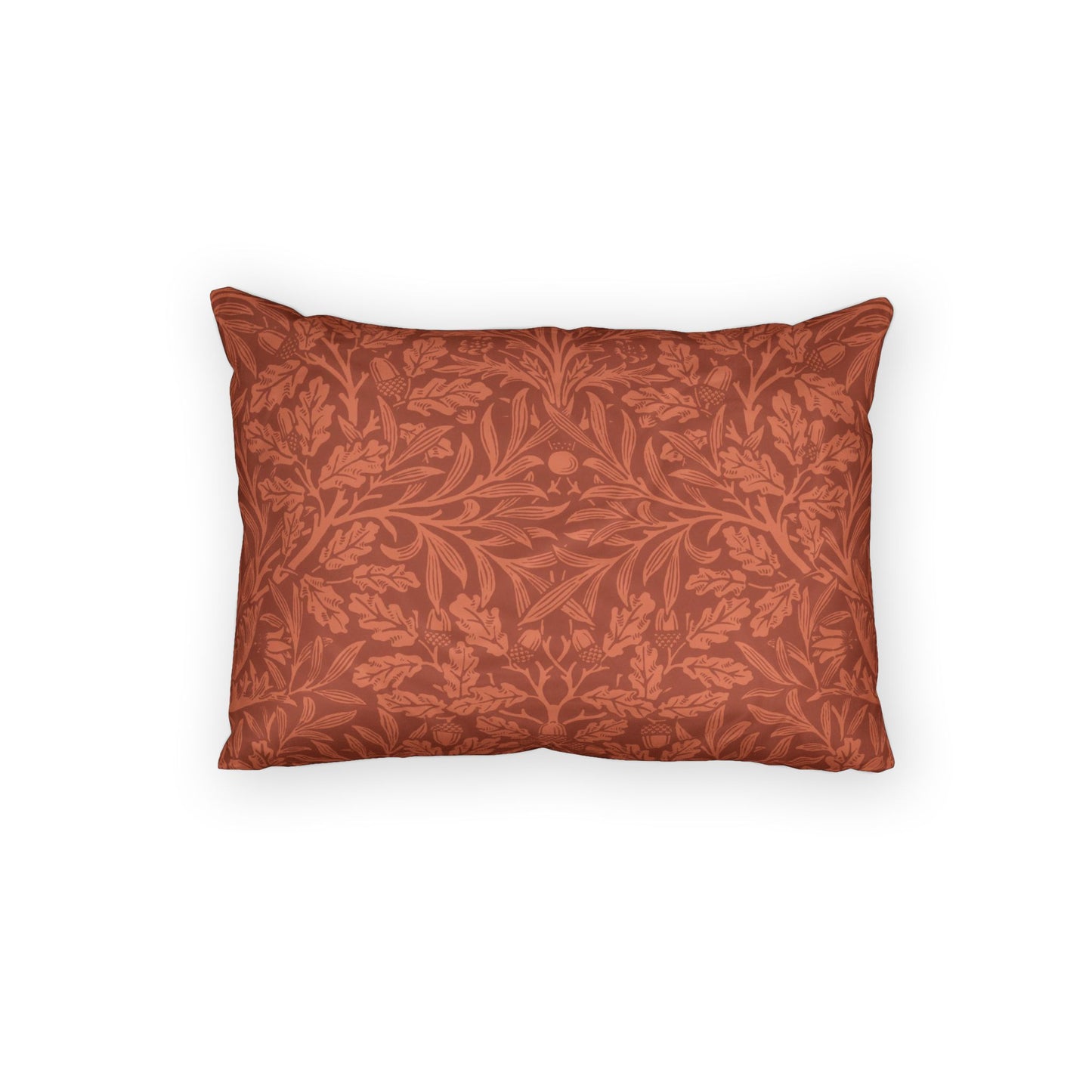 Decorative pillow with leaf pattern on a white background