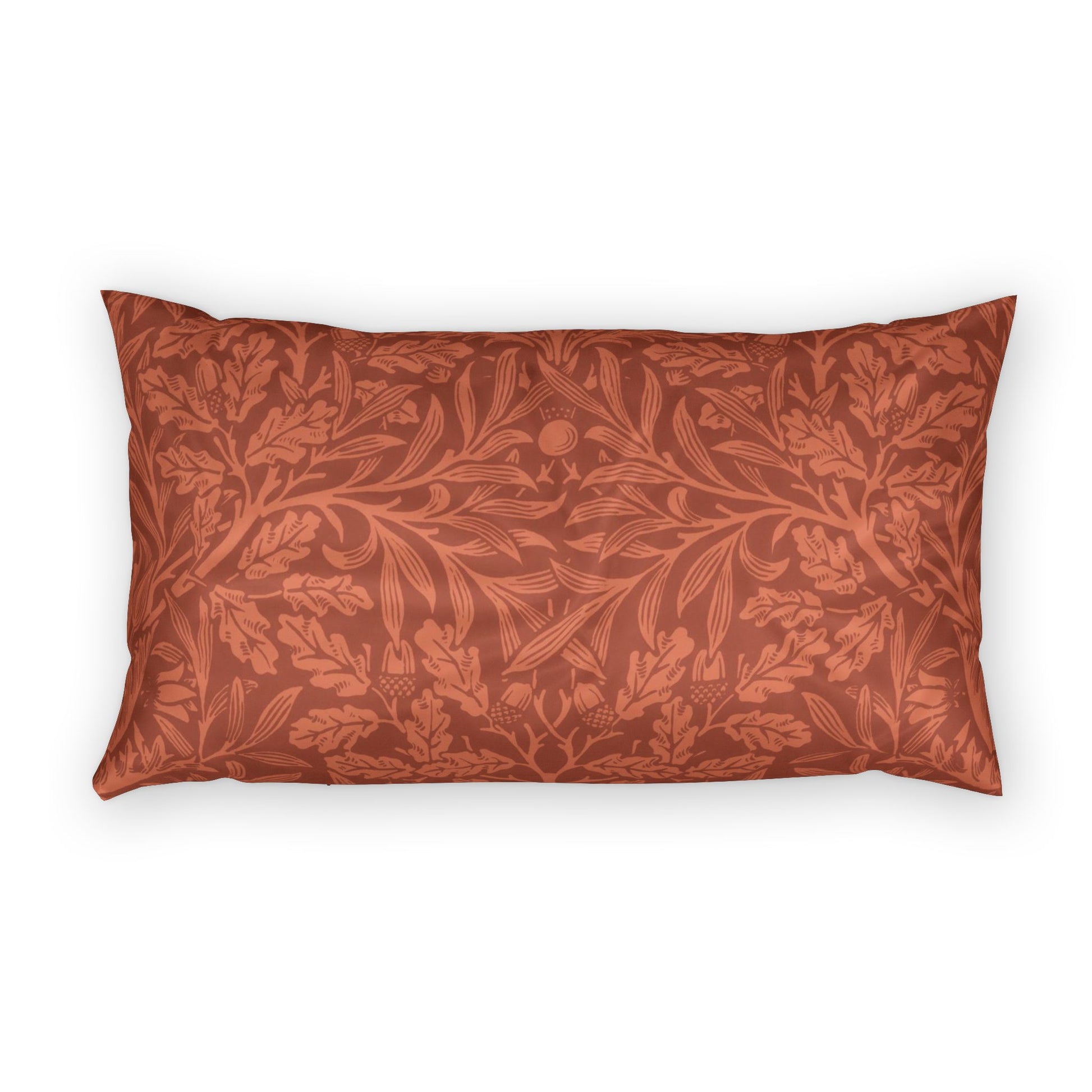 Decorative pillow with leaf pattern on a white background