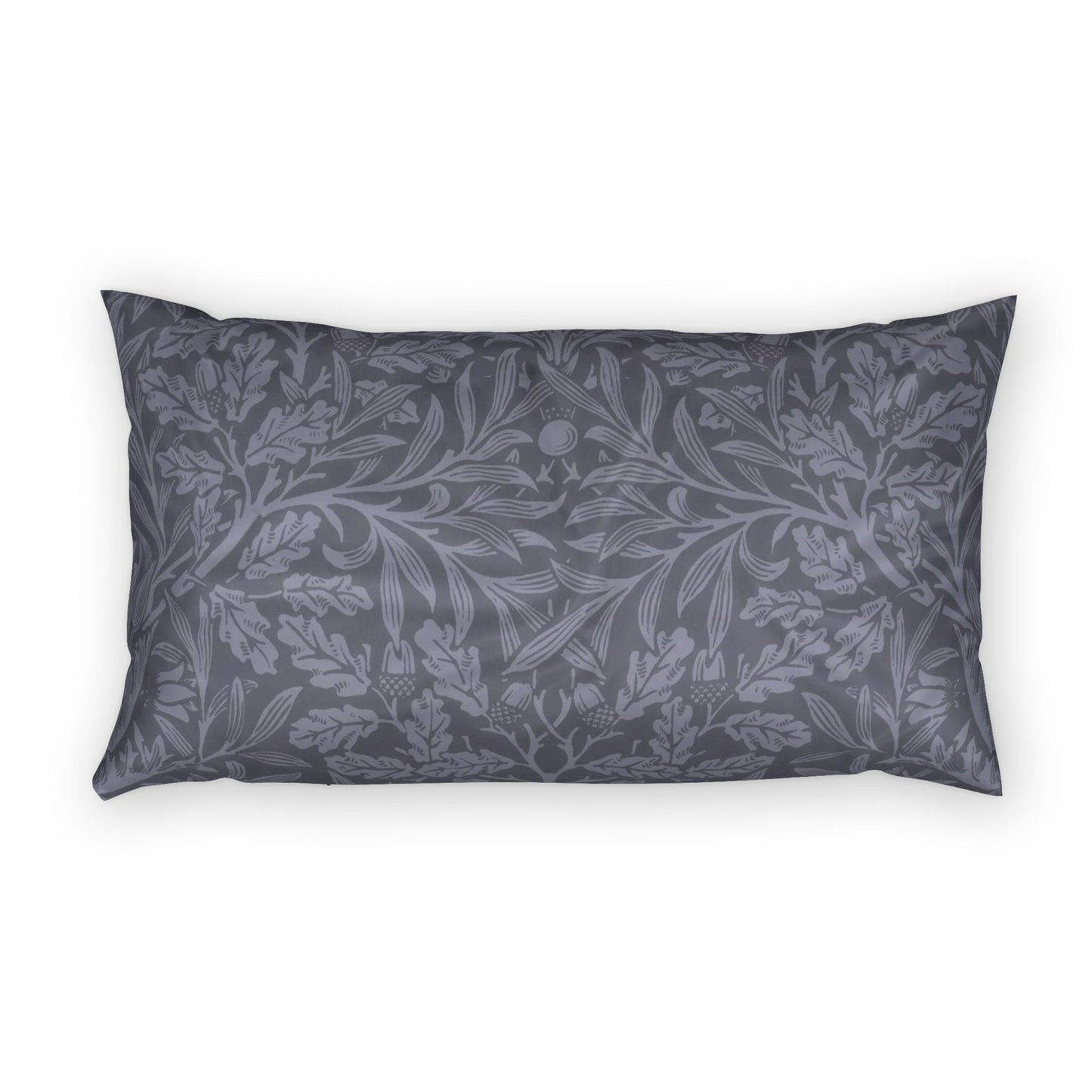 Dark brown satin pillow on a white background