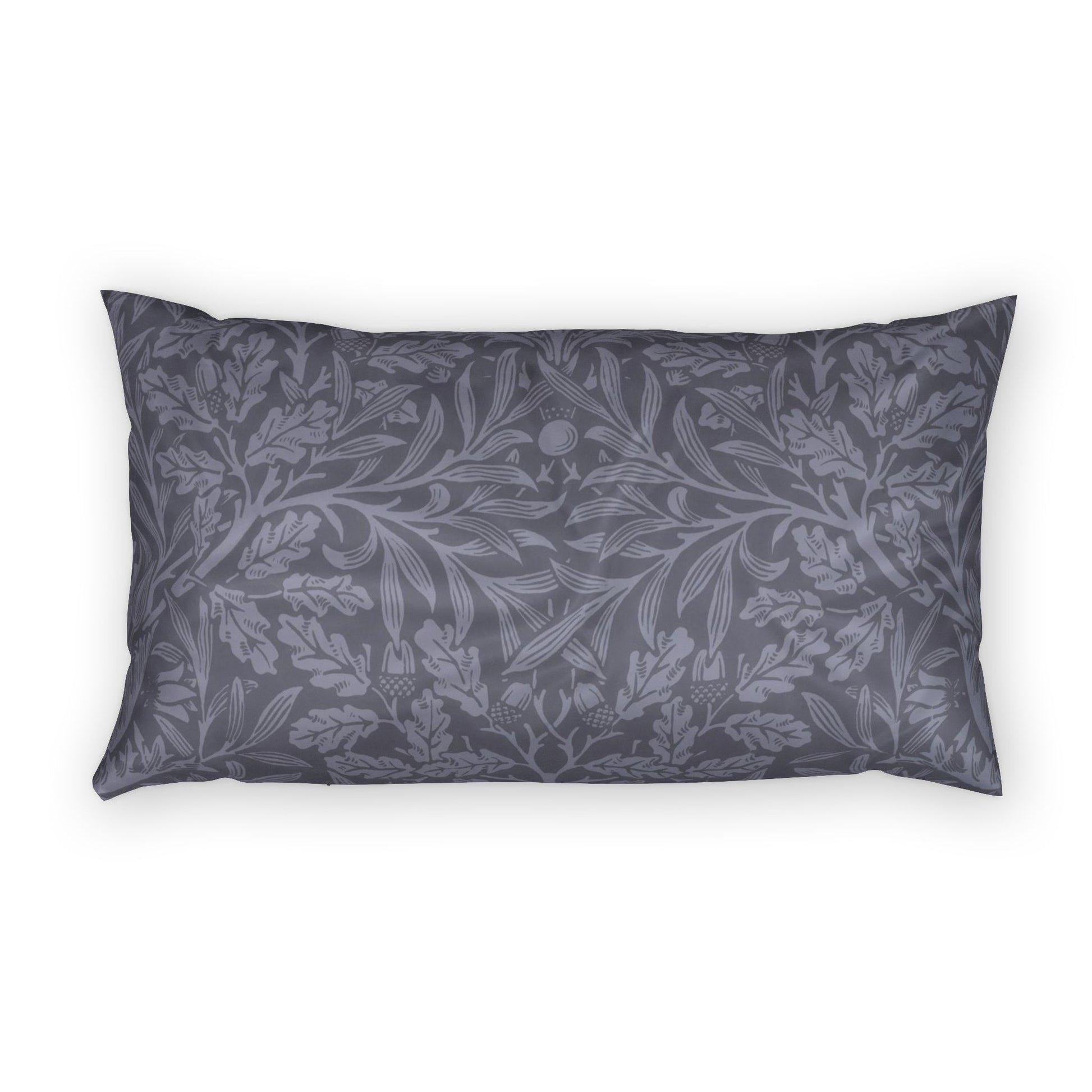 Dark brown satin pillow on a white background