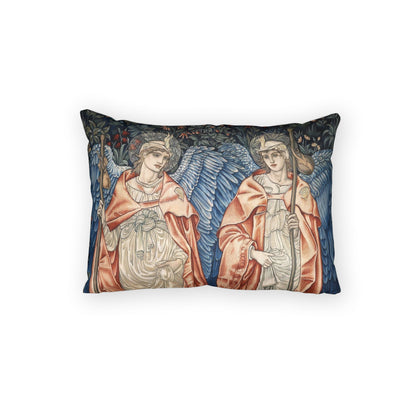 Decorative pillow with angel design on a white background