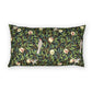 Decorative pillow with nature-themed pattern on a white background