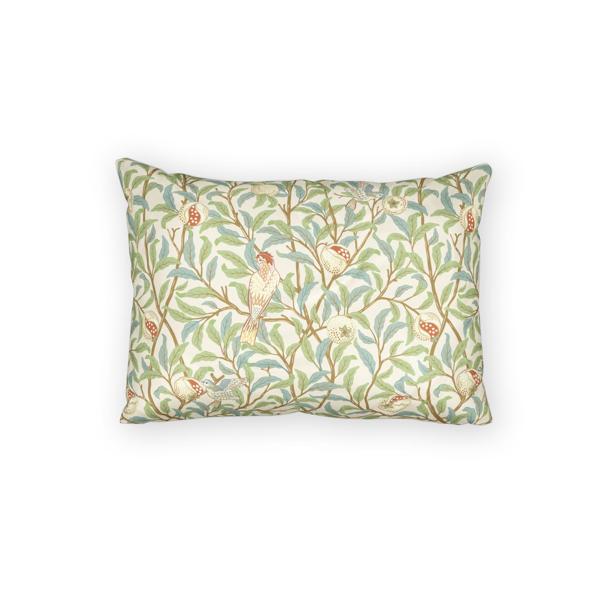 Decorative pillow with floral pattern on a white background