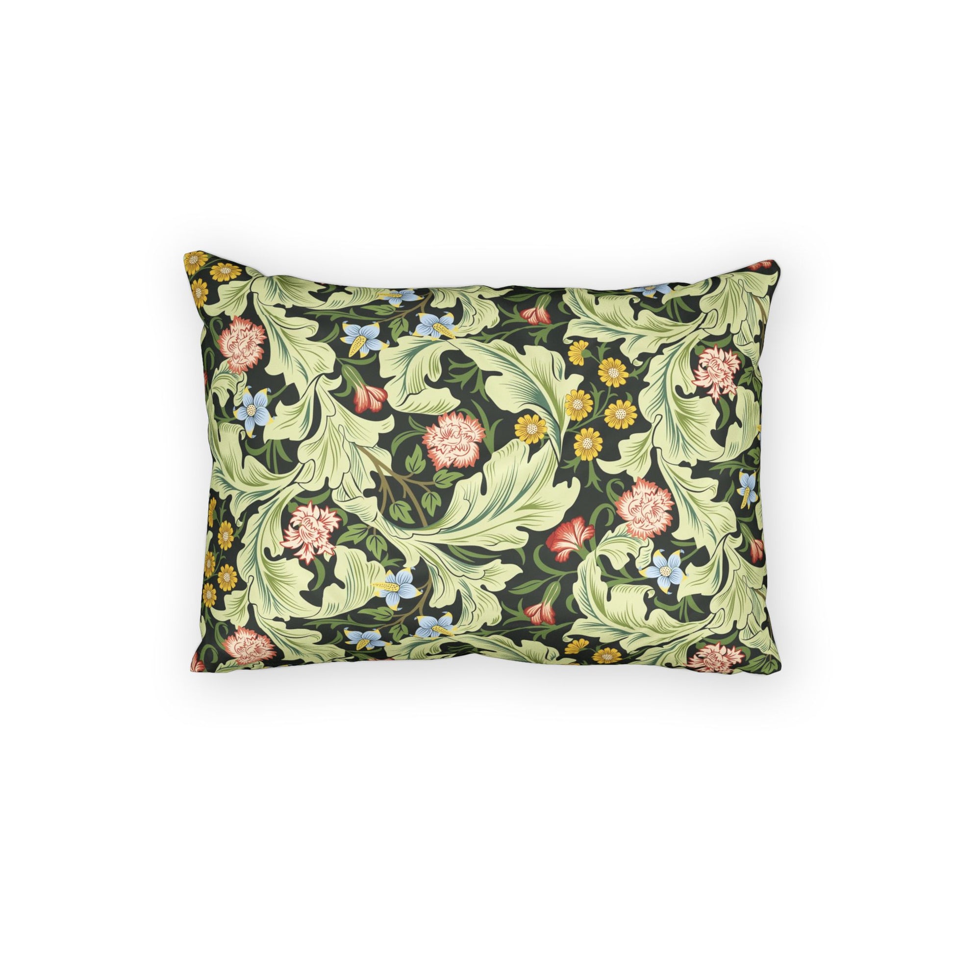 Decorative pillow with floral pattern on a white background