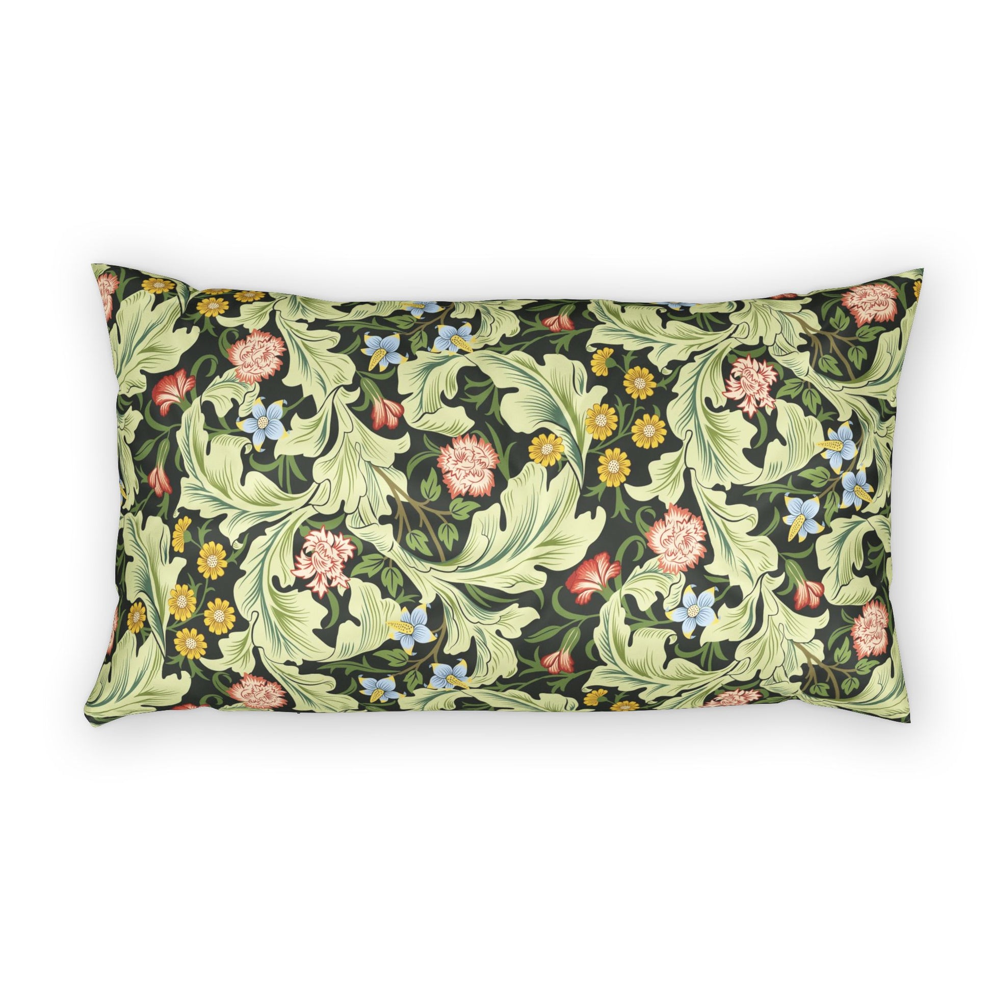Floral patterned pillow on a white background