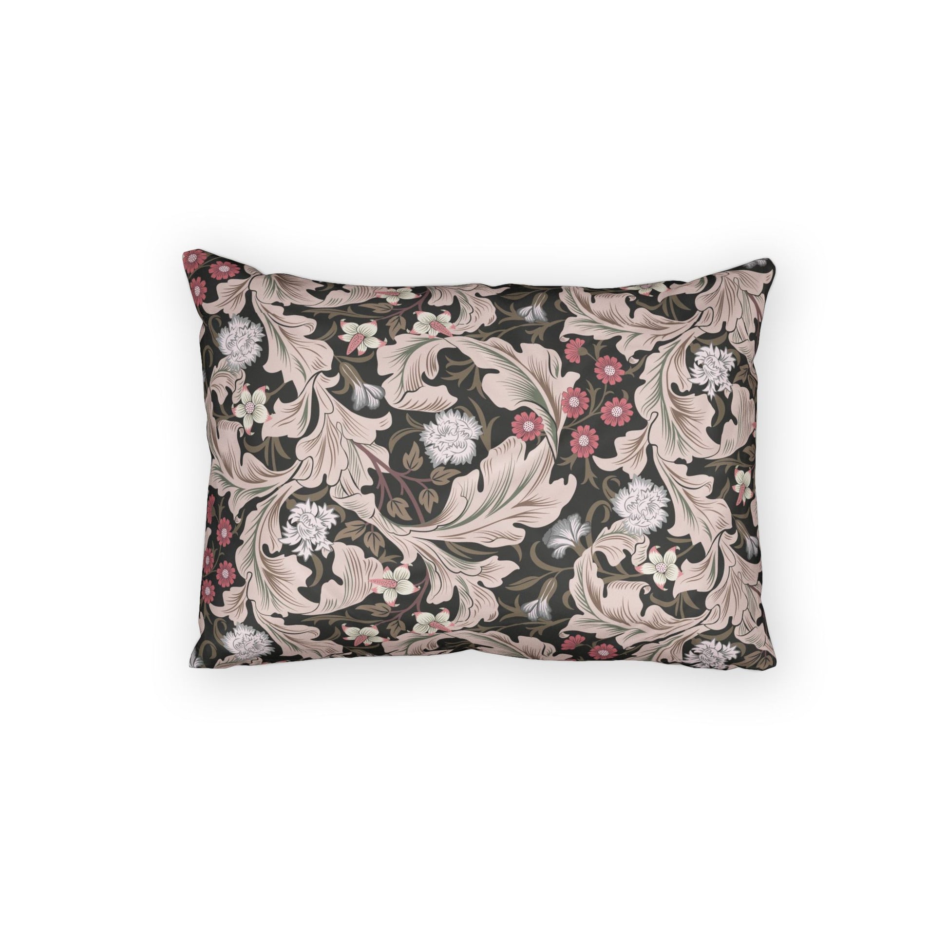 Decorative pillow with floral pattern on a white background