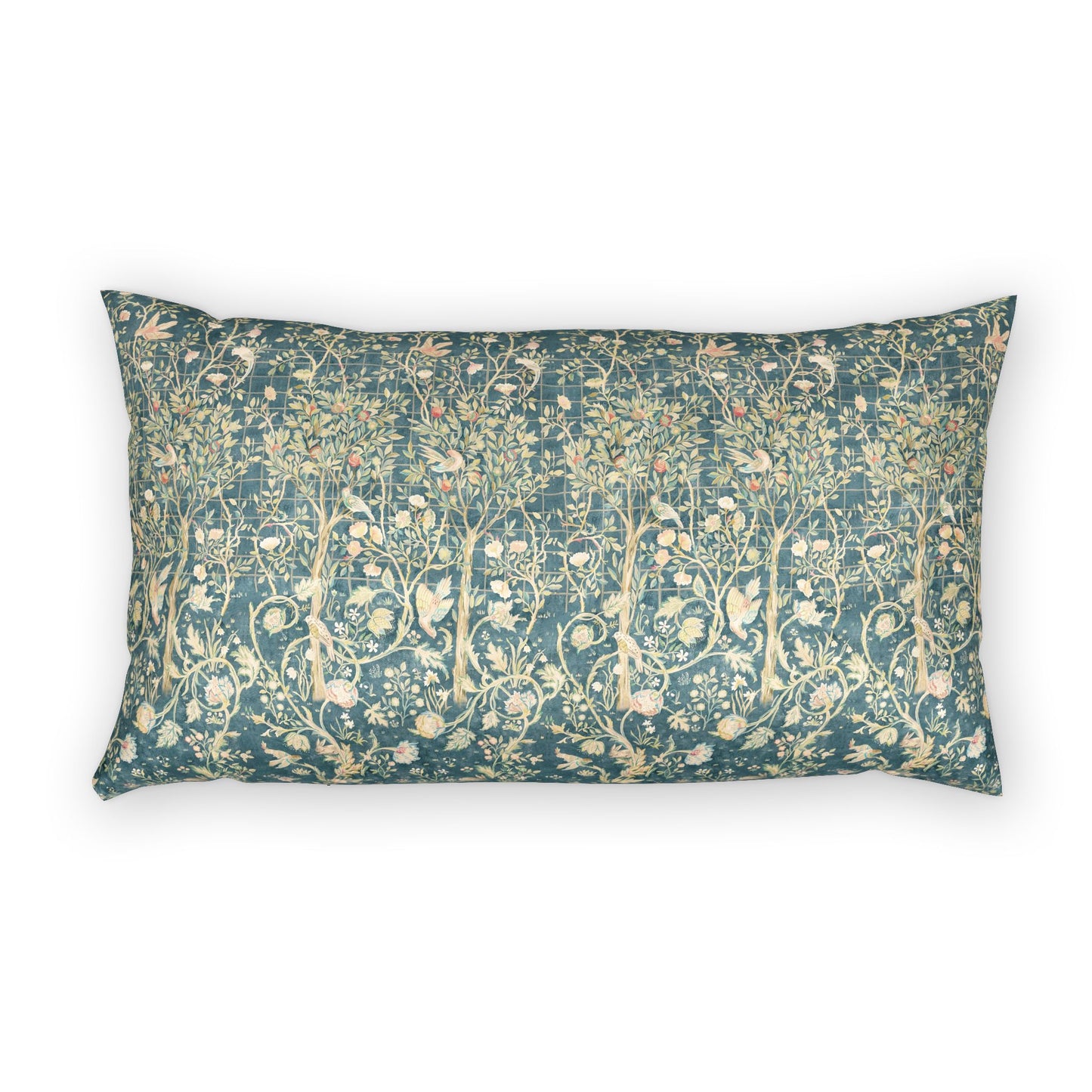 Decorative pillow with floral pattern on a white background