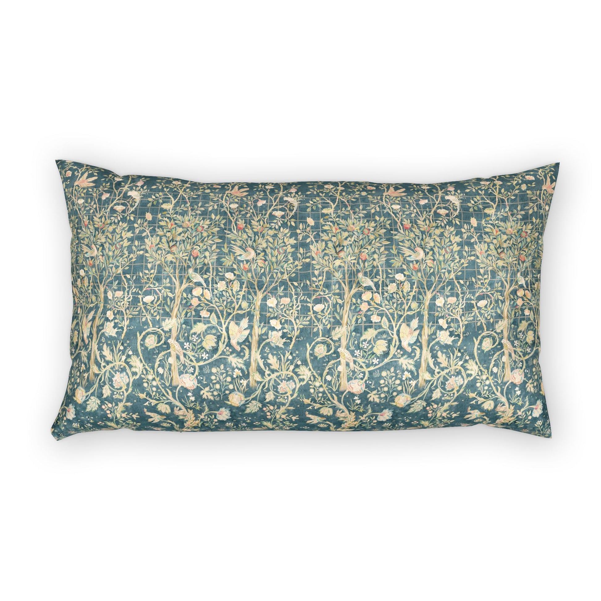 Decorative pillow with floral pattern on a white background