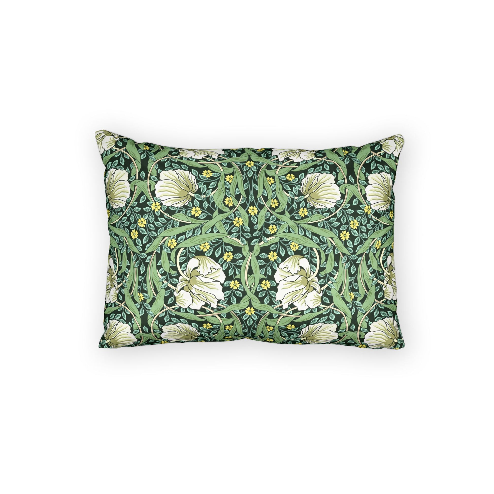 Decorative pillow with floral pattern on a white background