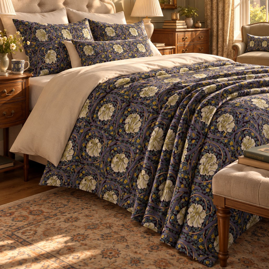 Cotton Pillow Sham inspired by William Morris - Pimpernel Collection (Lavender)