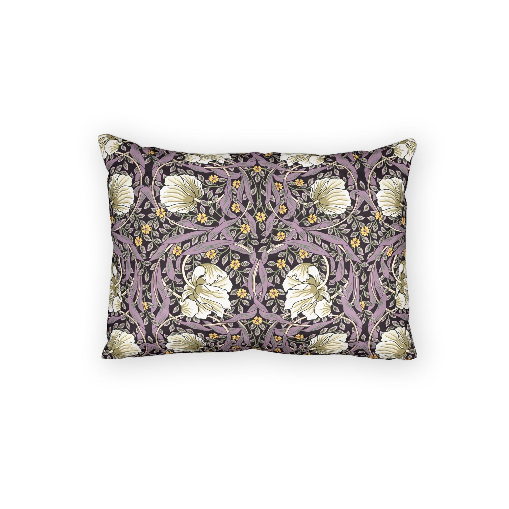 Floral patterned pillow on a white background