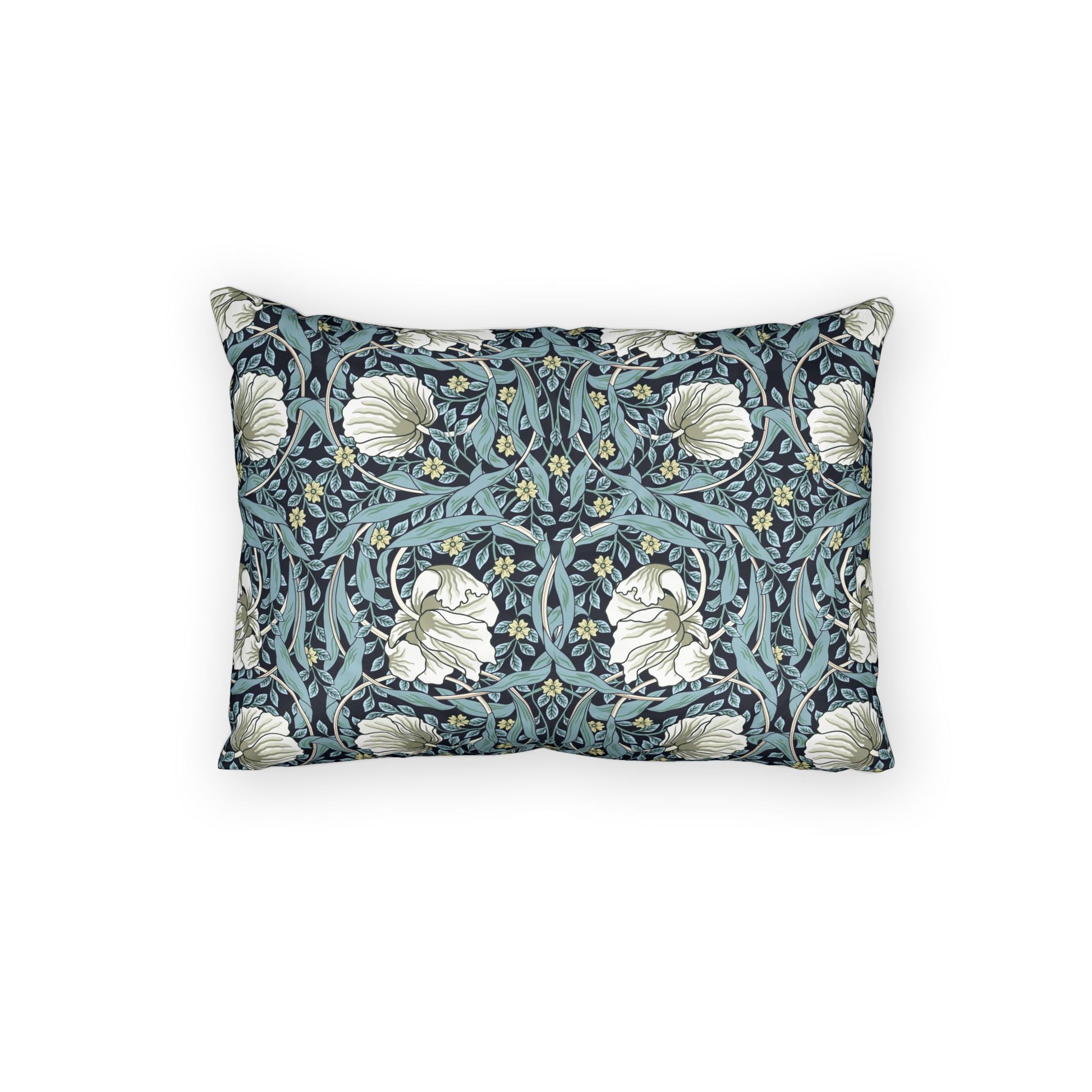 Decorative pillow with floral pattern on a white background