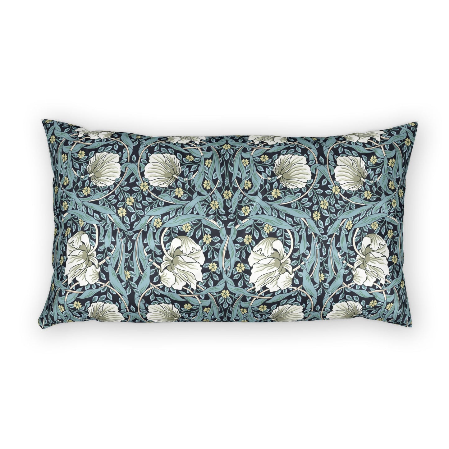 Decorative pillow with floral pattern on a white background