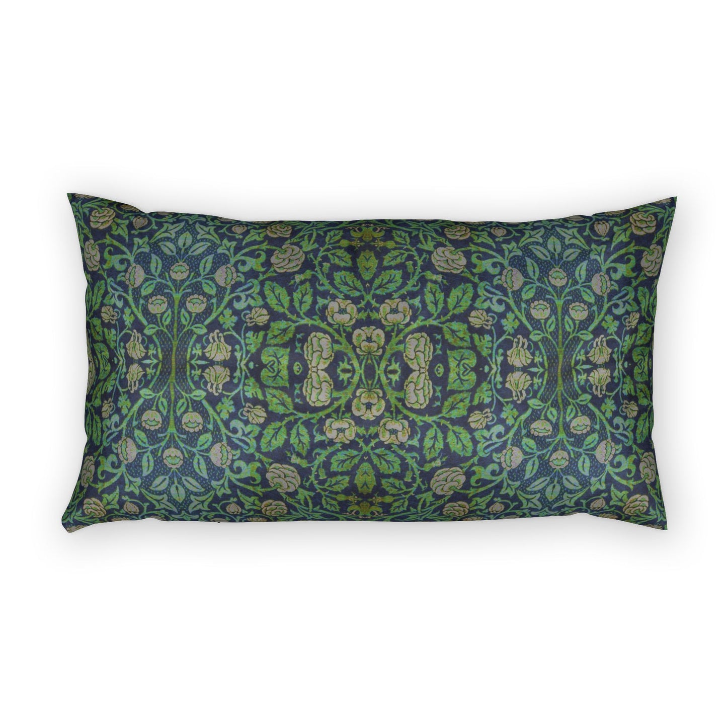 Dark brown satin pillow on a white background