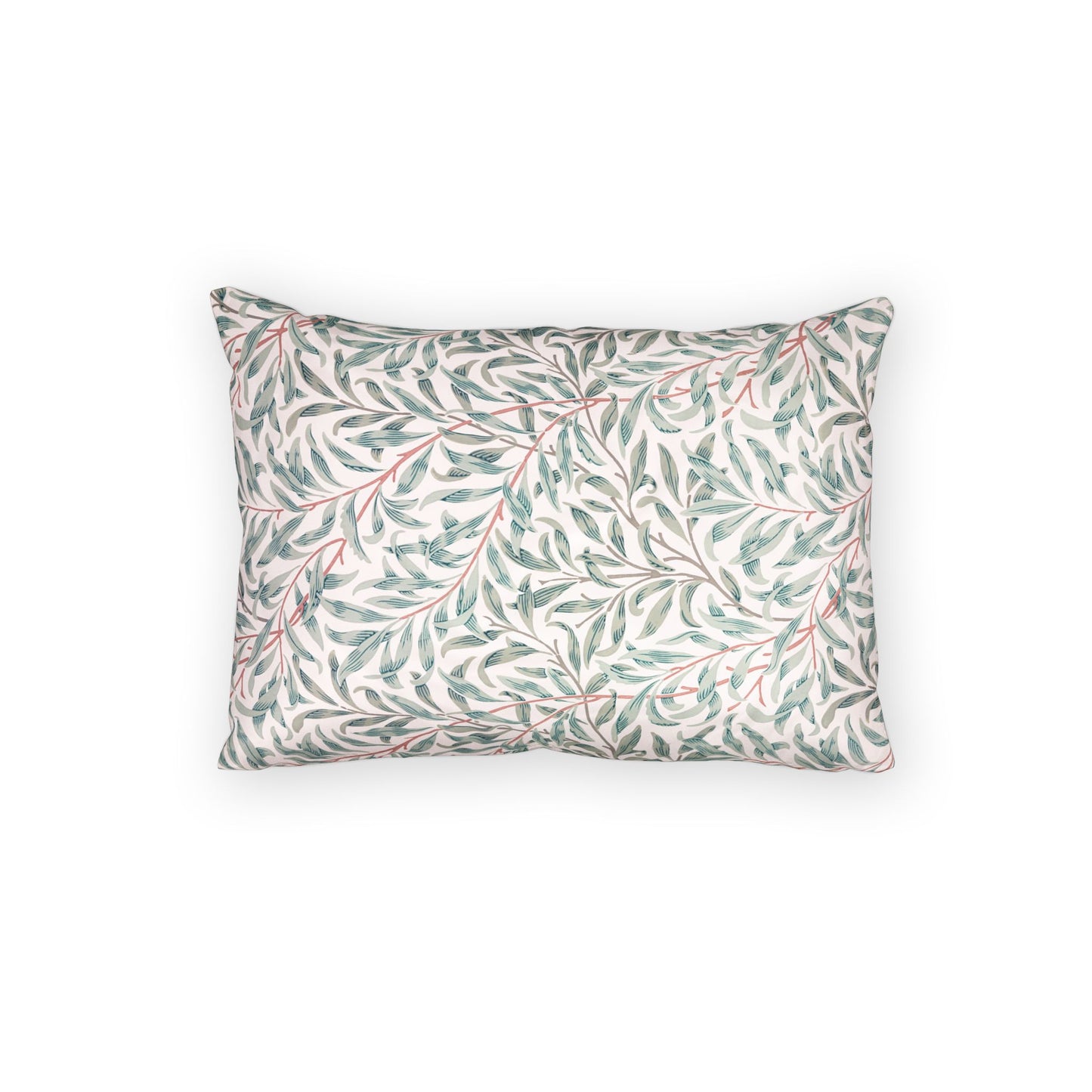 Decorative pillow with leaf pattern on a white background