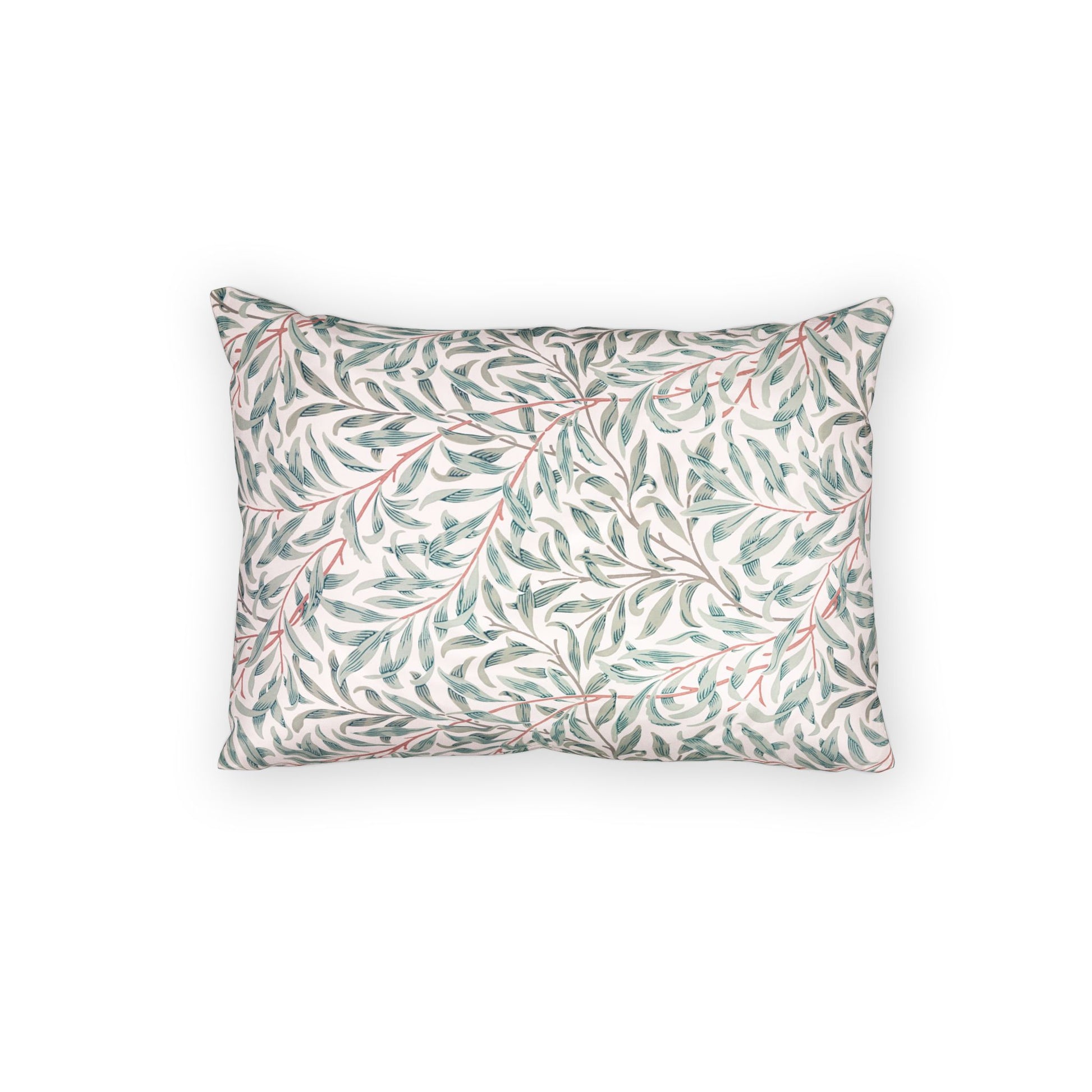 Decorative pillow with leaf pattern on a white background