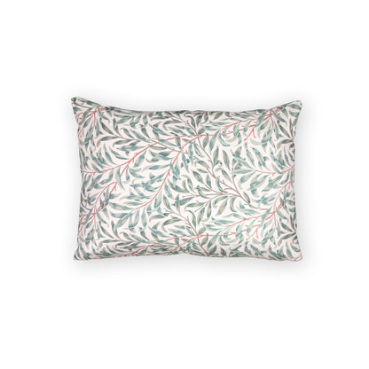 Decorative pillow with leaf pattern on a white background