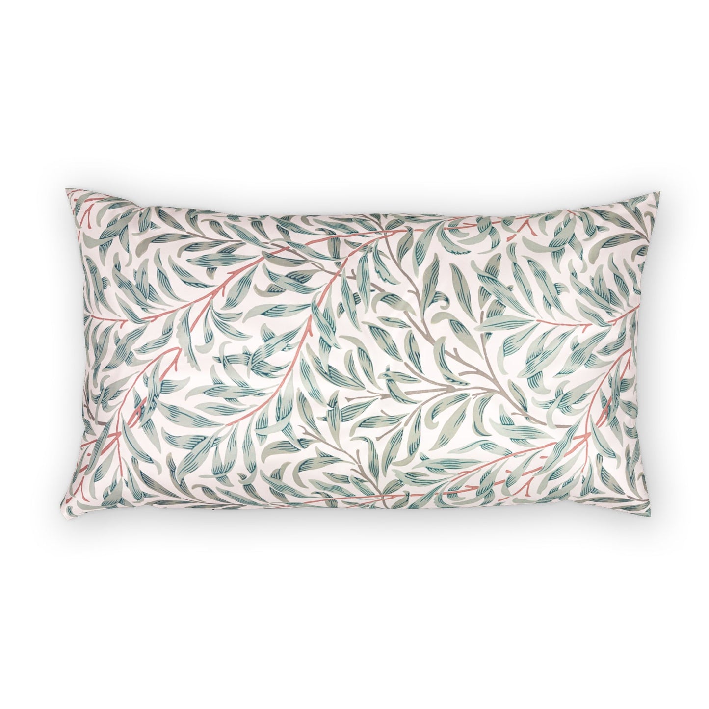 Decorative pillow with leaf pattern on a white background