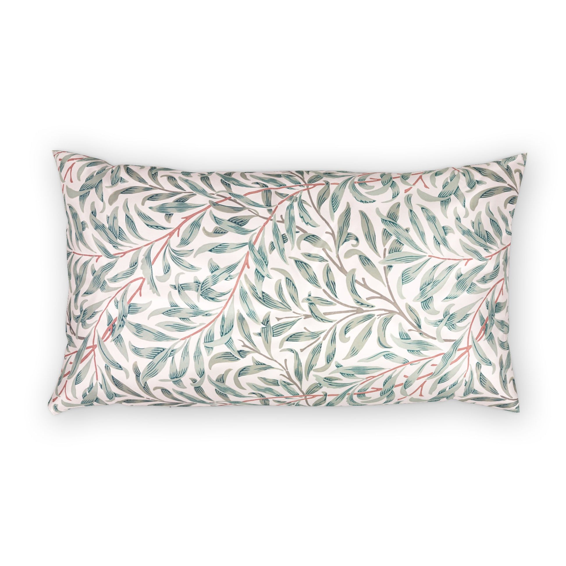 Decorative pillow with leaf pattern on a white background