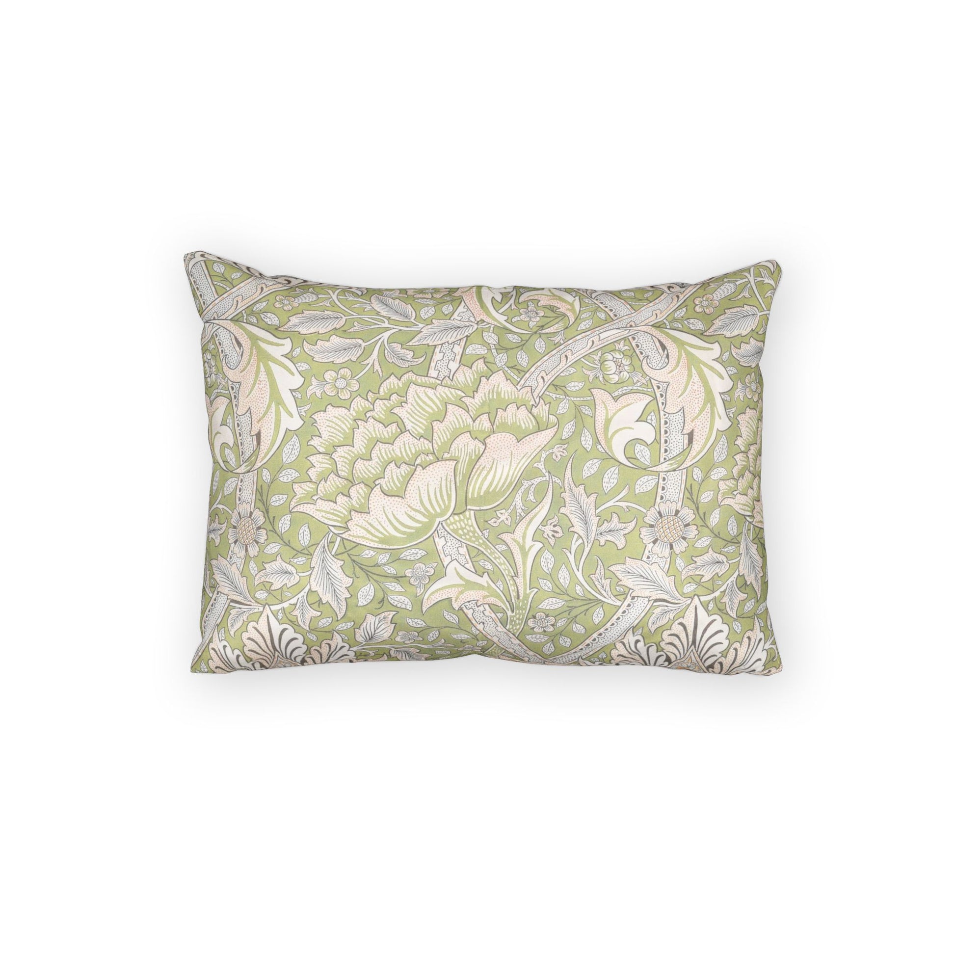 Decorative pillow with floral pattern on a white background