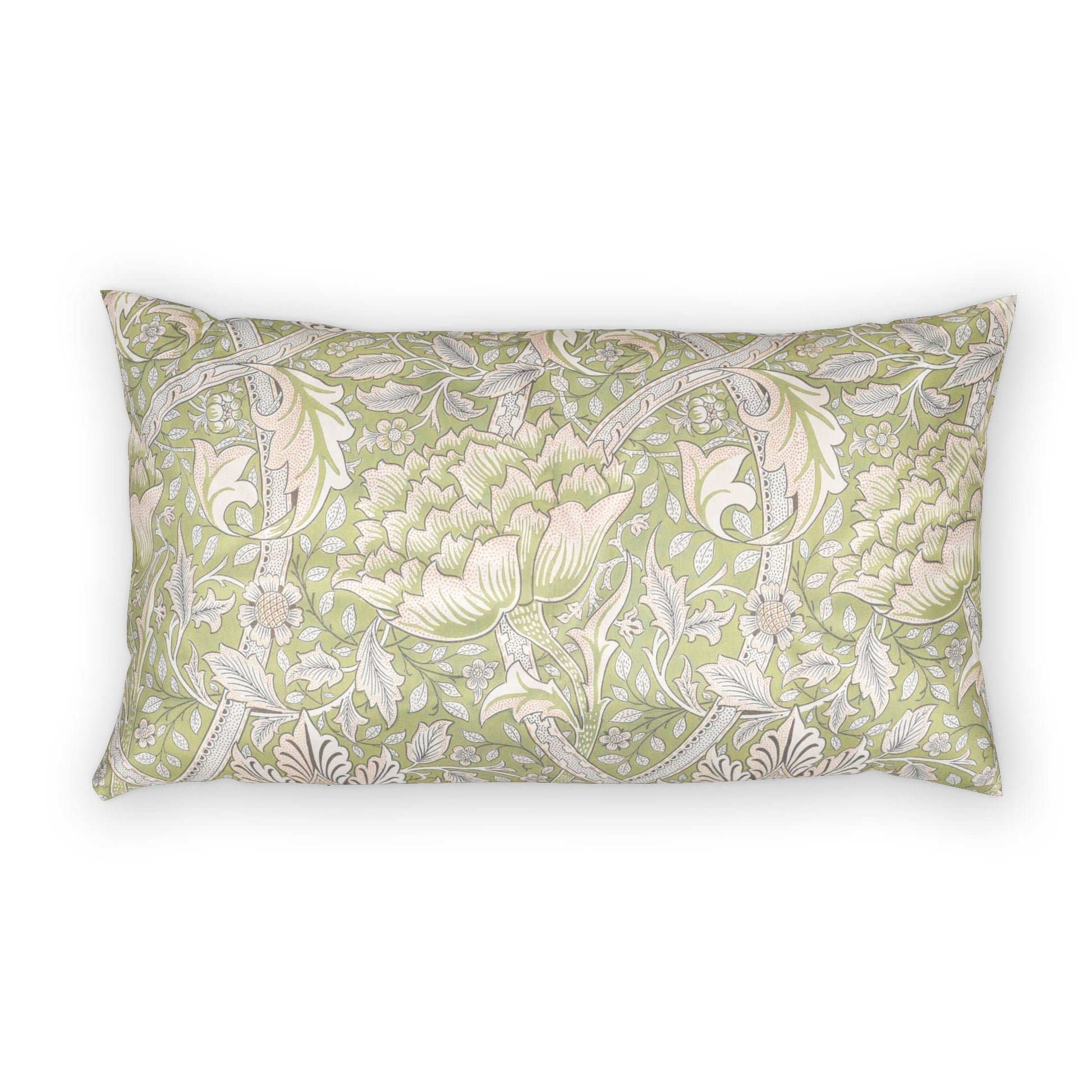 Decorative pillow with floral pattern on a white background
