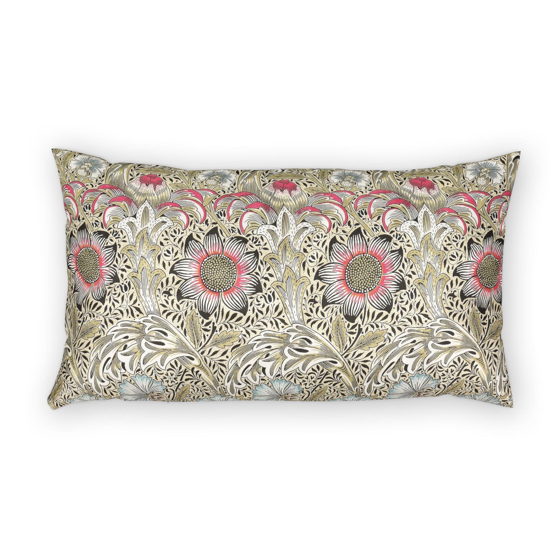 Decorative pillow with floral pattern on a white background