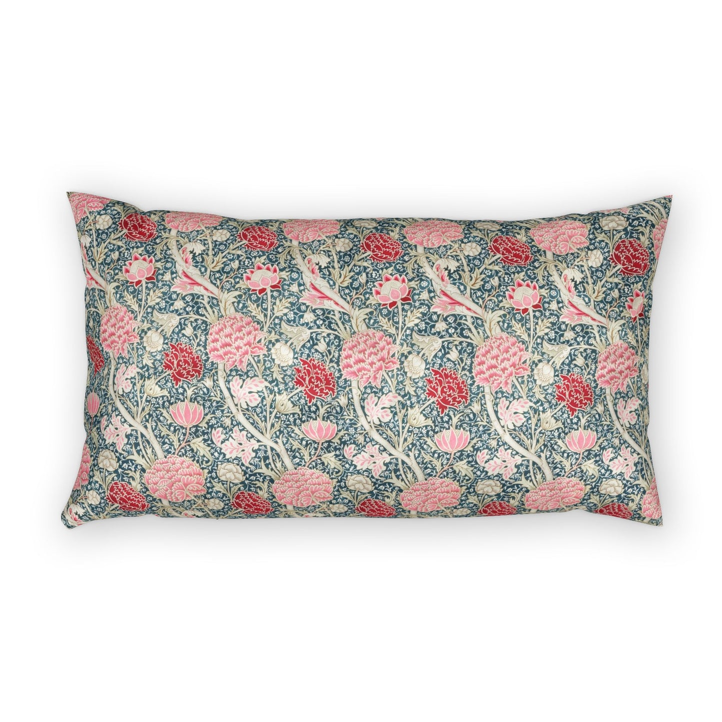 Floral patterned pillow on a white background