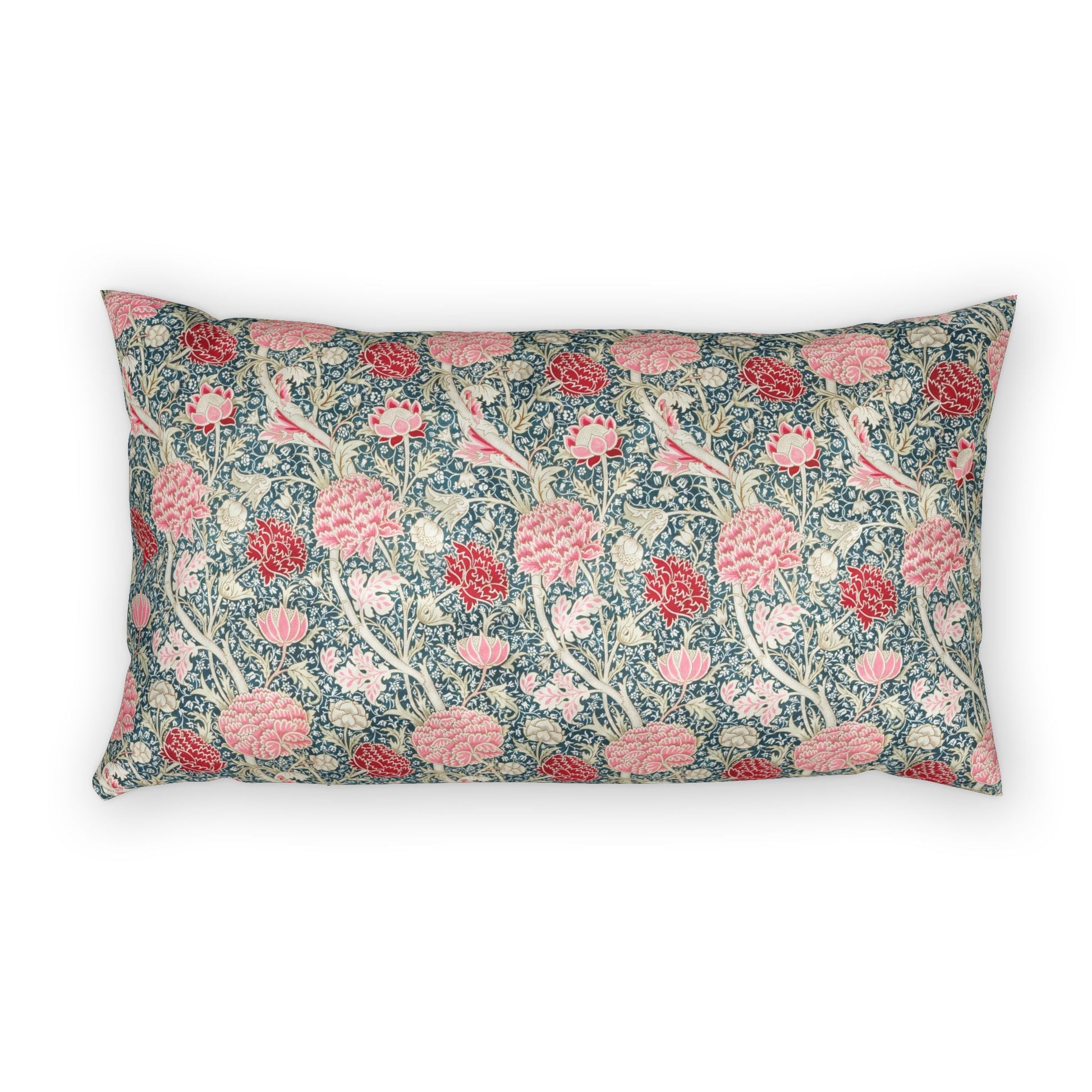 Floral patterned pillow on a white background