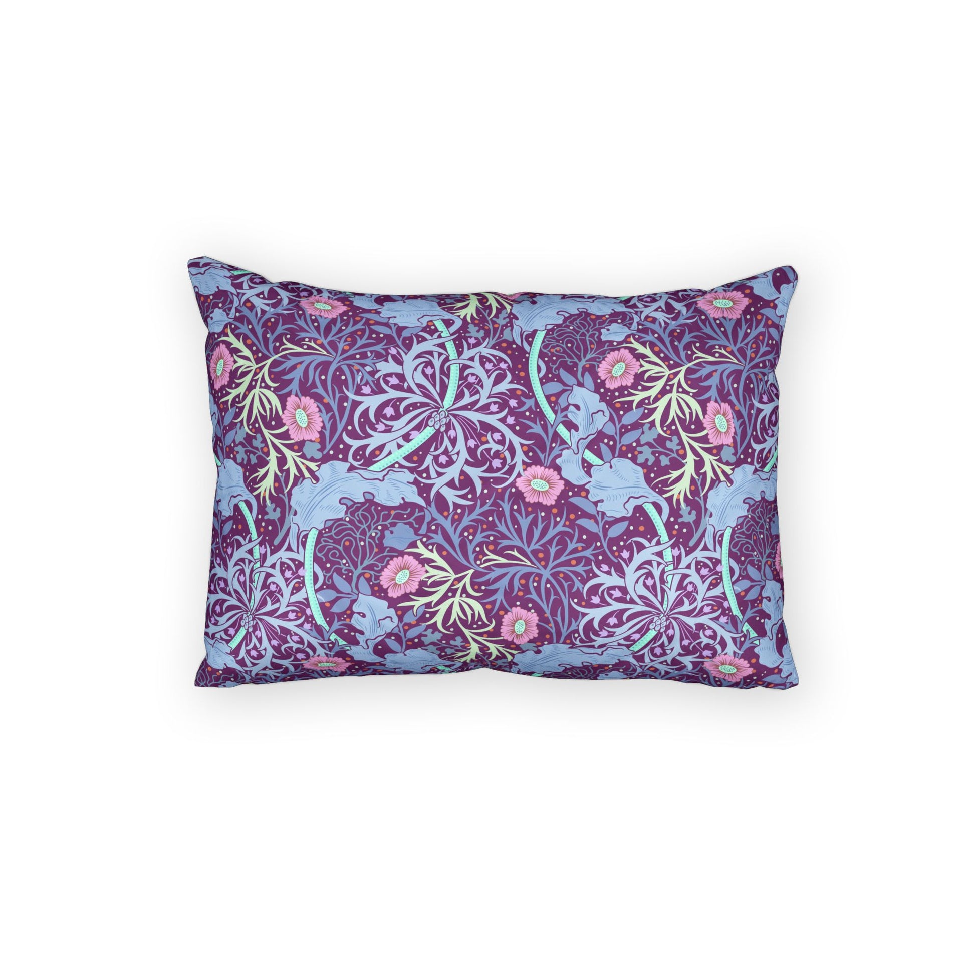 Decorative pillow with floral pattern on a white background