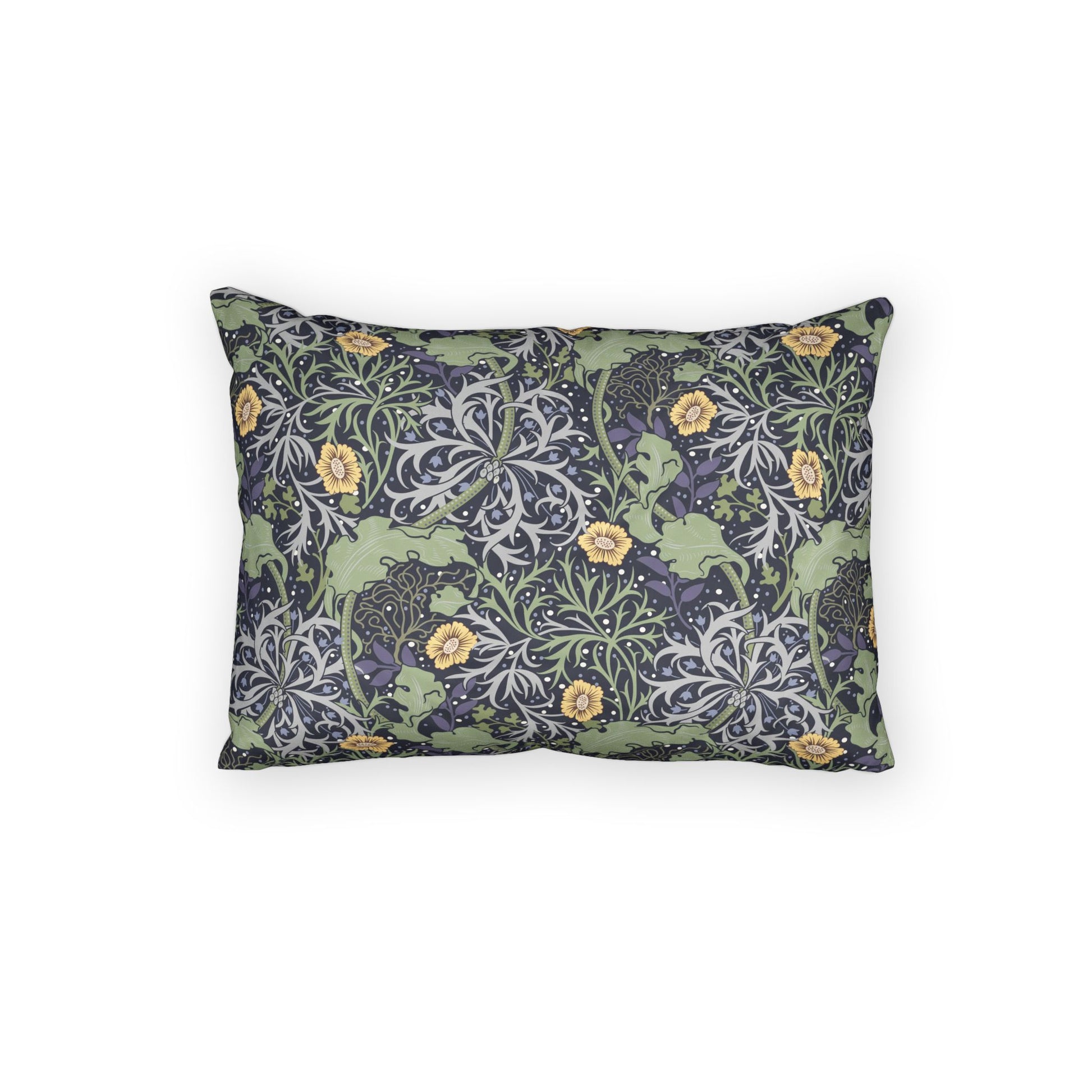 Decorative pillow with floral pattern on a white background