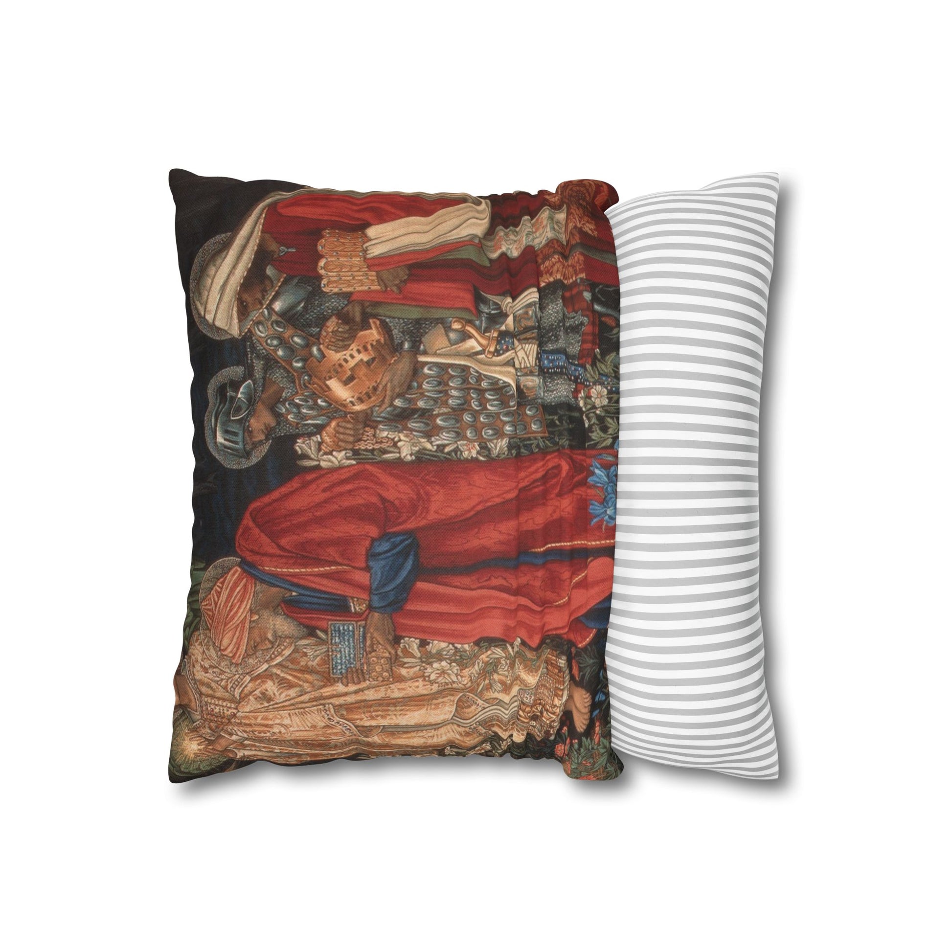 Decorative pillow with intricate design on a white background