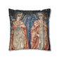 Decorative pillow with angelic design on a white background
